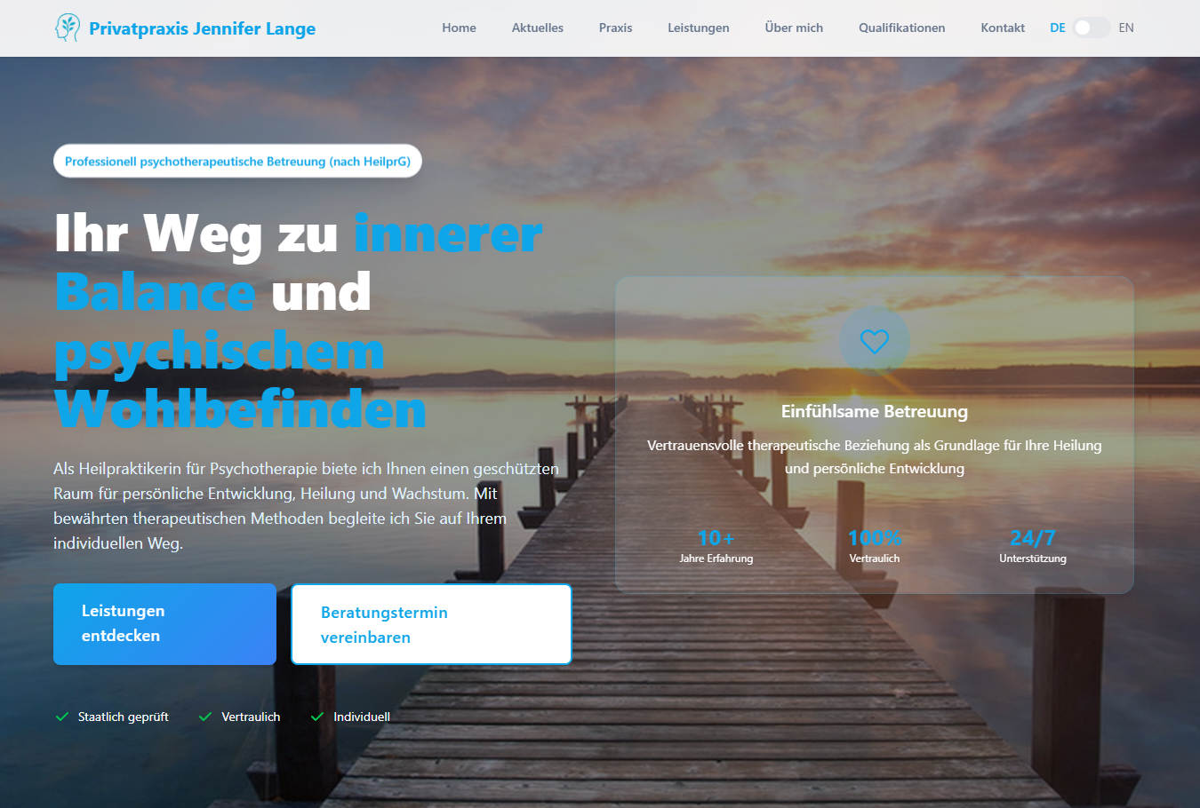 Screenshot Hero Bereich Jenniferlange.net
